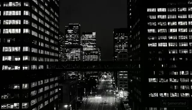Black and White Night City Skyline — AI video generated with Seedance 2.0